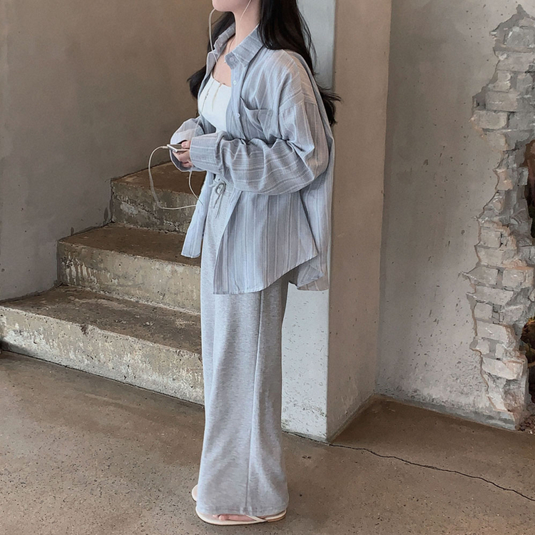 ストライプオーバーフィットシャツ SKY BLUE