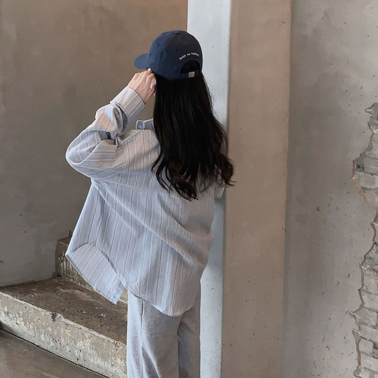 ストライプオーバーフィットシャツ SKY BLUE