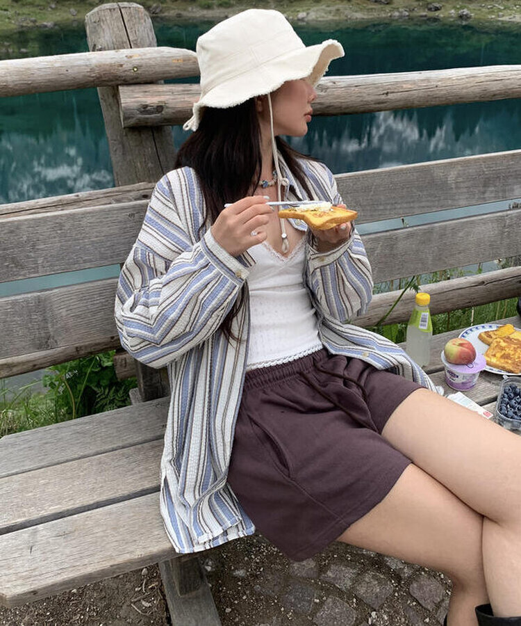 ショートパンツ ショートコットンパンツ BROWN