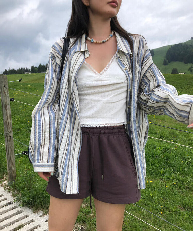ショートパンツ ショートコットンパンツ BROWN