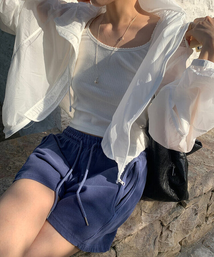 ショートパンツ ショートコットンパンツ BLUE