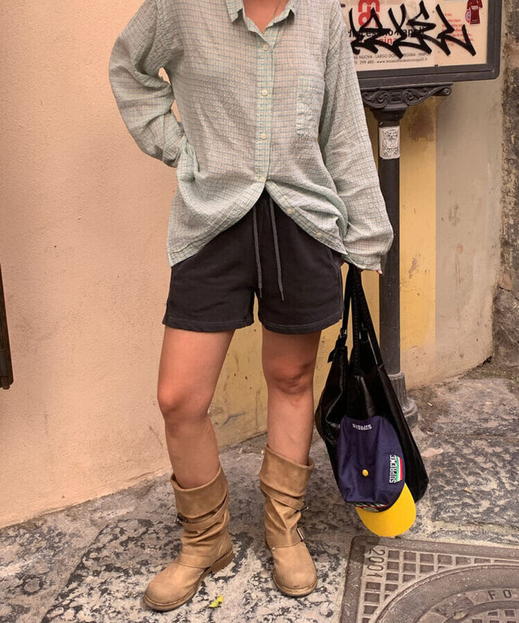 ショートパンツ ショートコットンパンツ CHARCOAL