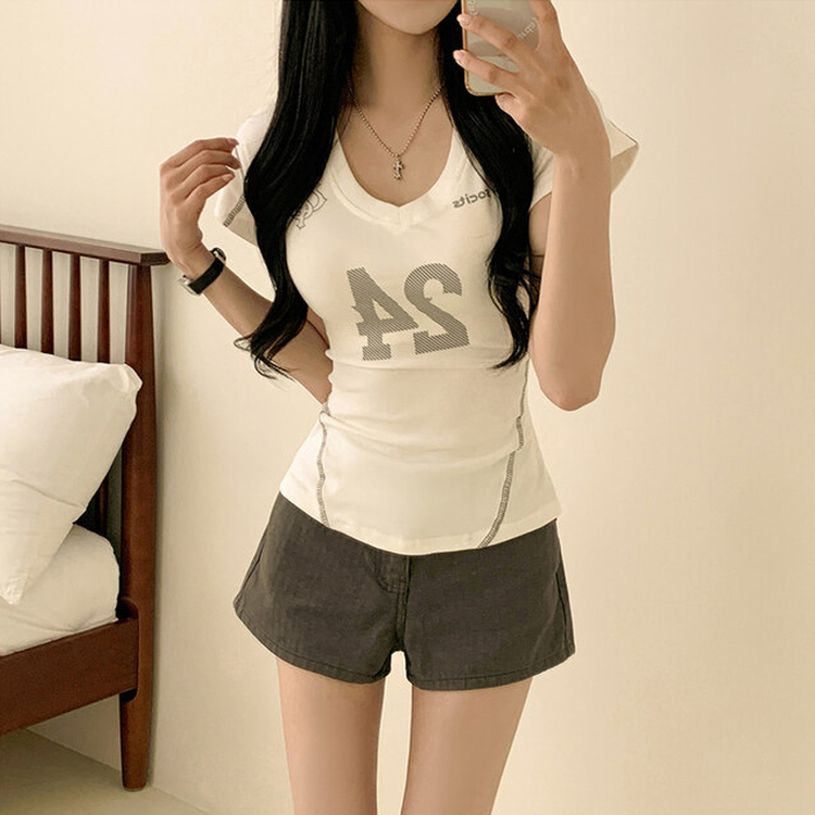 半袖Tシャツ 24プリンティングスリムクロップ半袖Tシャツ WHITE