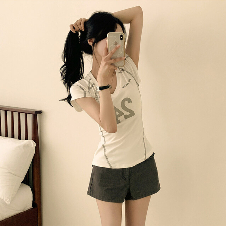 半袖Tシャツ 24プリンティングスリムクロップ半袖Tシャツ WHITE