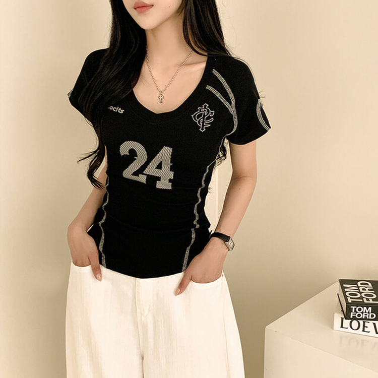 半袖Tシャツ 24プリンティングスリムクロップ半袖Tシャツ BLACK