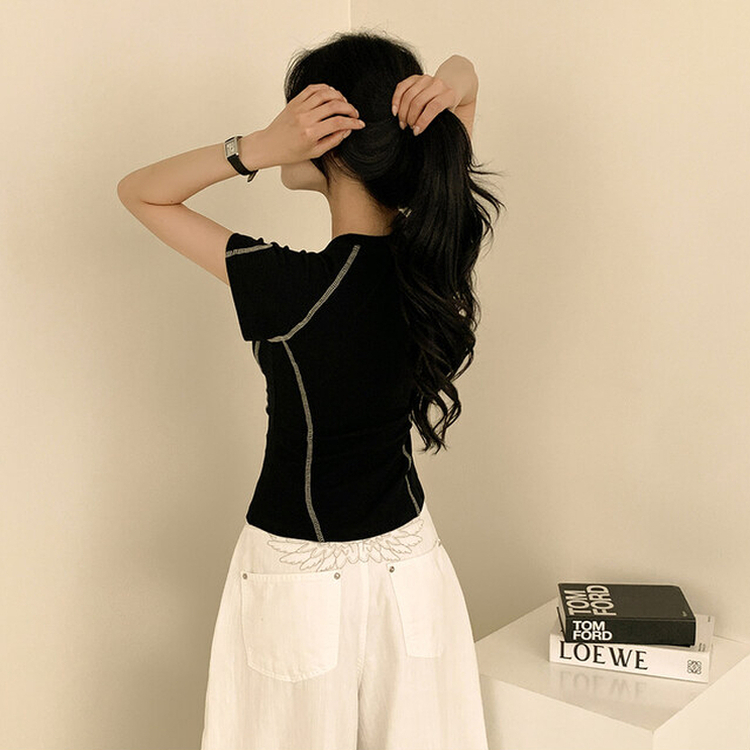 半袖Tシャツ 24プリンティングスリムクロップ半袖Tシャツ BLACK
