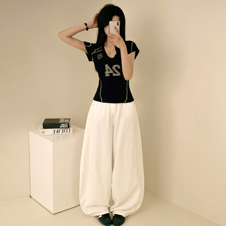 半袖Tシャツ 24プリンティングスリムクロップ半袖Tシャツ BLACK