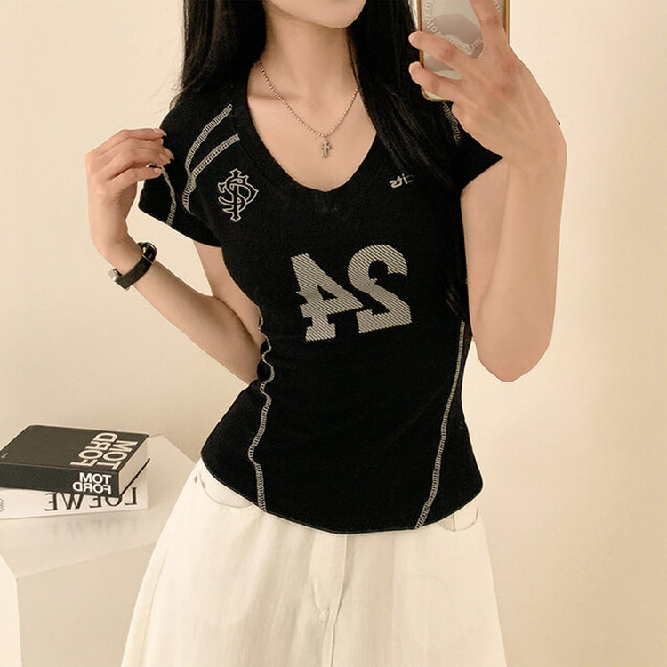 半袖Tシャツ 24プリンティングスリムクロップ半袖Tシャツ BLACK