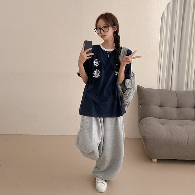 ラインレタリングユニフォーム半袖Tシャツ NAVY