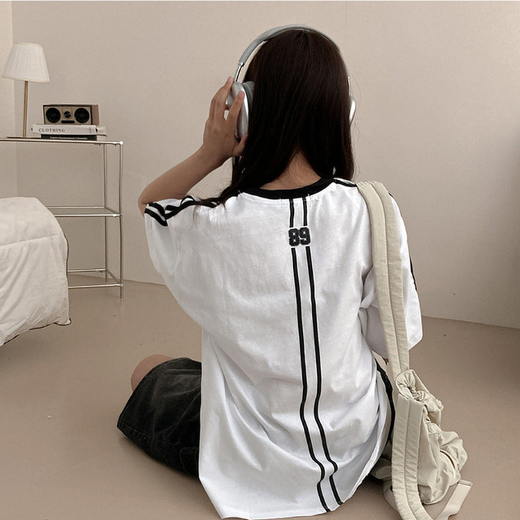 ラインレタリングユニフォーム半袖Tシャツ WHITE