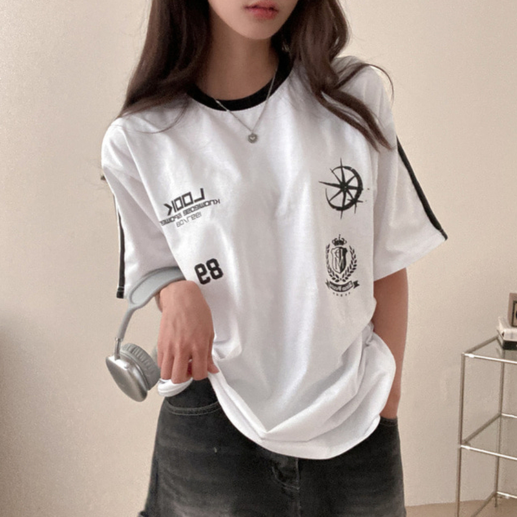 ラインレタリングユニフォーム半袖Tシャツ WHITE