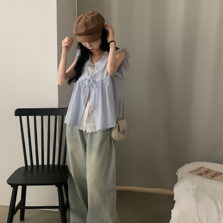 paloma wool ライトブルー リブ編み キャミソール SoupleLuz(スープレルース)/BRA PAD CAMISOLE(ブラパット