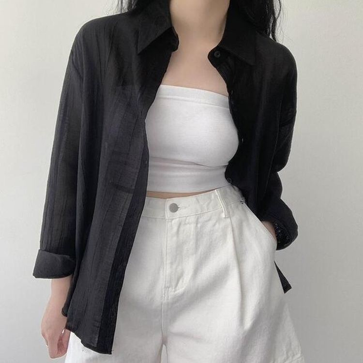 シャツ バックスリットストラップシャツ BLACK
