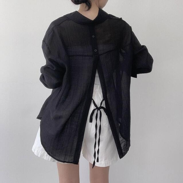 シャツ バックスリットストラップシャツ BLACK
