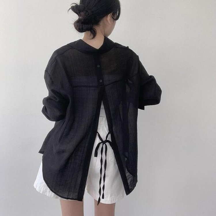 シャツ バックスリットストラップシャツ BLACK