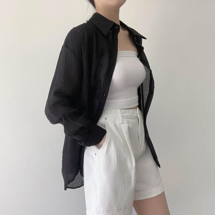 シャツ バックスリットストラップシャツ BLACK