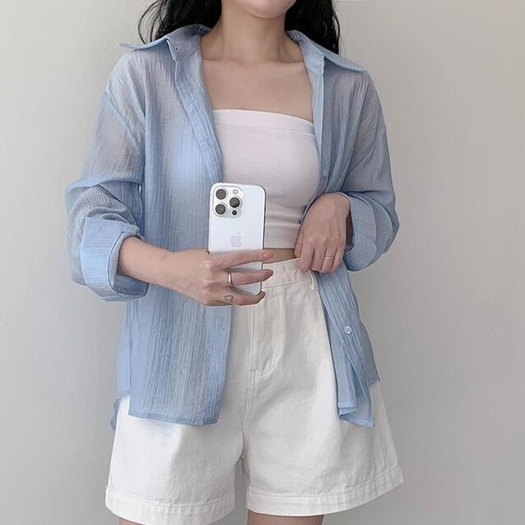シャツ バックスリットストラップシャツ SKY BLUE