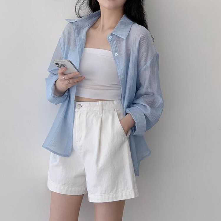 シャツ バックスリットストラップシャツ SKY BLUE