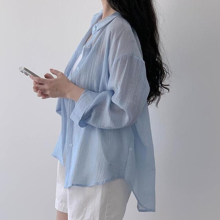 シャツ バックスリットストラップシャツ SKY BLUE