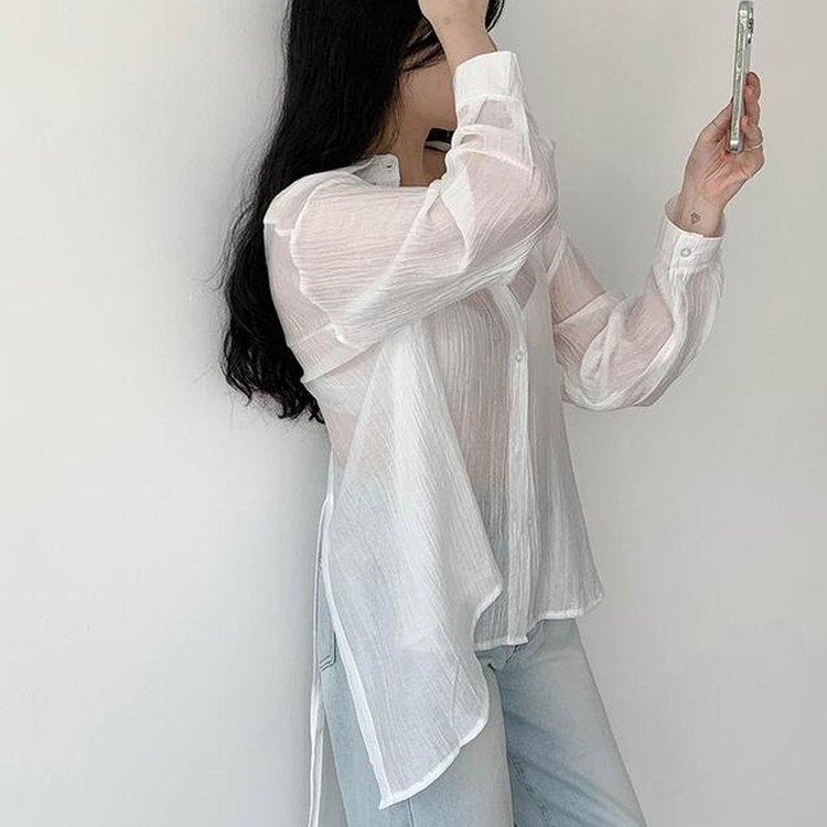 シャツ バックスリットストラップシャツ IVORY
