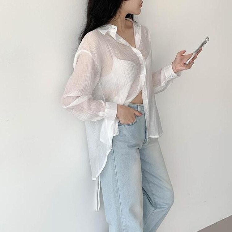シャツ バックスリットストラップシャツ IVORY