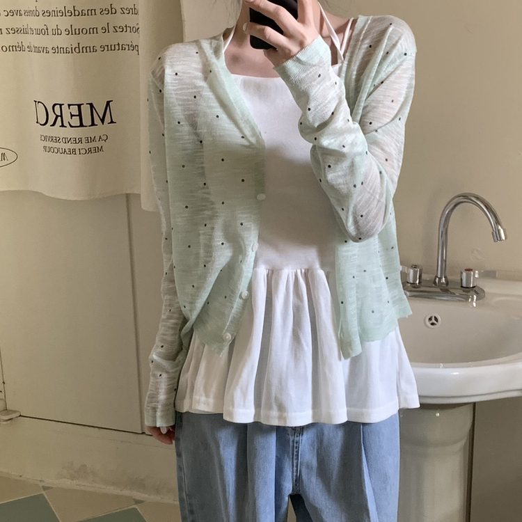 ドットシースルーカーディガン MINT