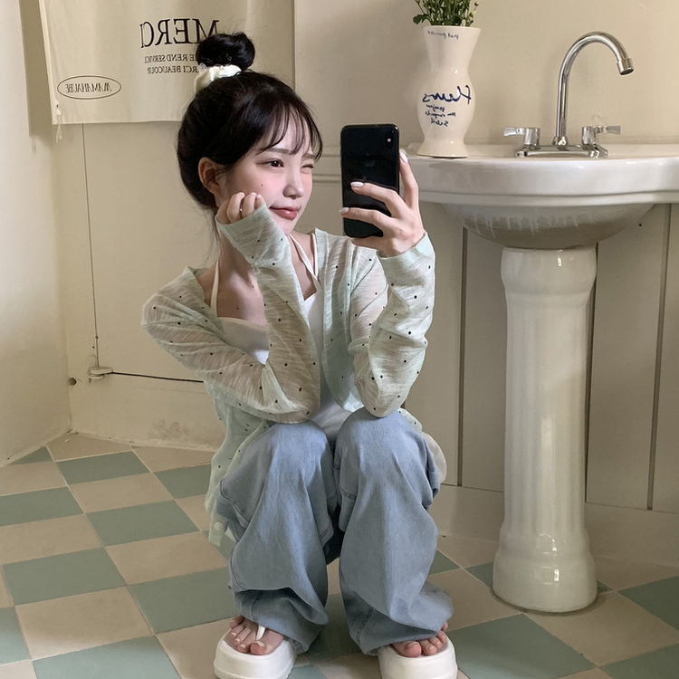 ドットシースルーカーディガン MINT