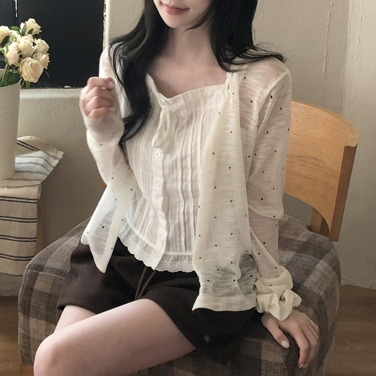 ドットシースルーカーディガン IVORY