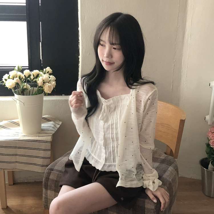 ドットシースルーカーディガン IVORY