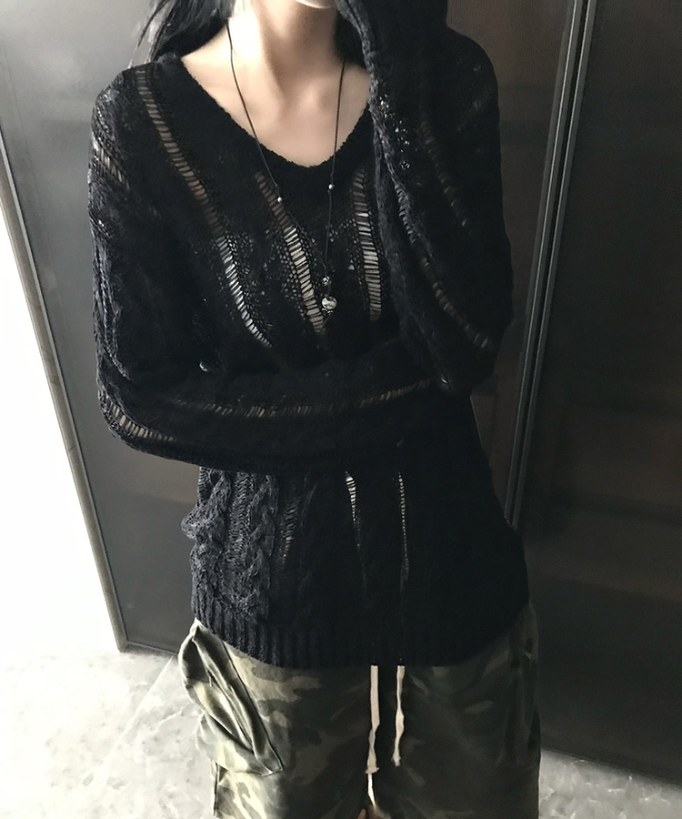 ニット リネンネットニット BLACK