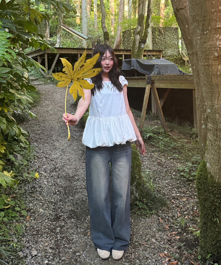 【기획특가/기장별】빈티지 워싱 와이드 데님 팬츠 옐로우청