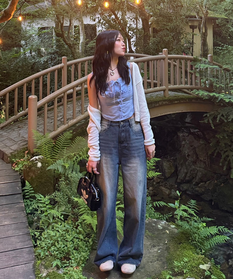 【기획특가/기장별】빈티지 워싱 와이드 데님 팬츠 옐로우청