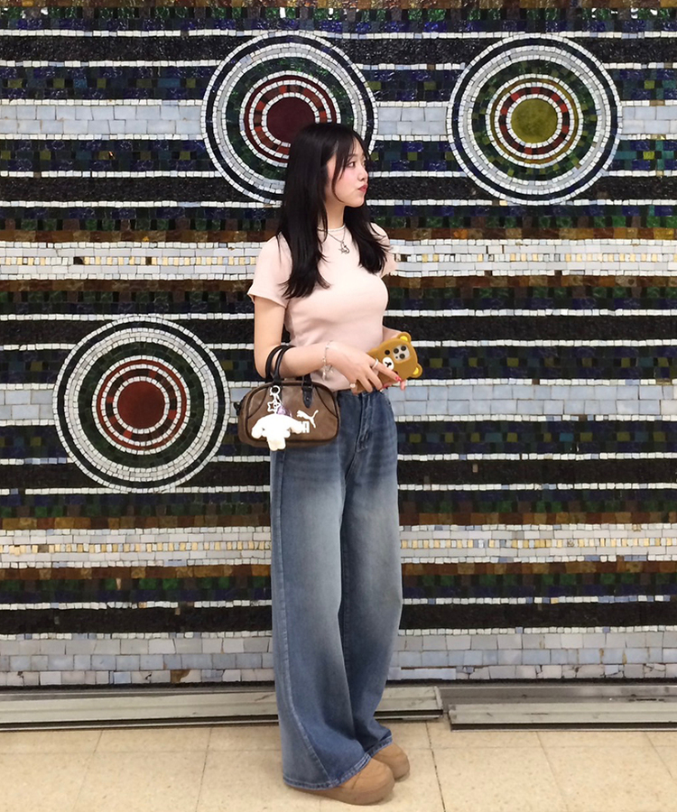 【기획특가/기장별】빈티지 워싱 와이드 데님 팬츠 연청