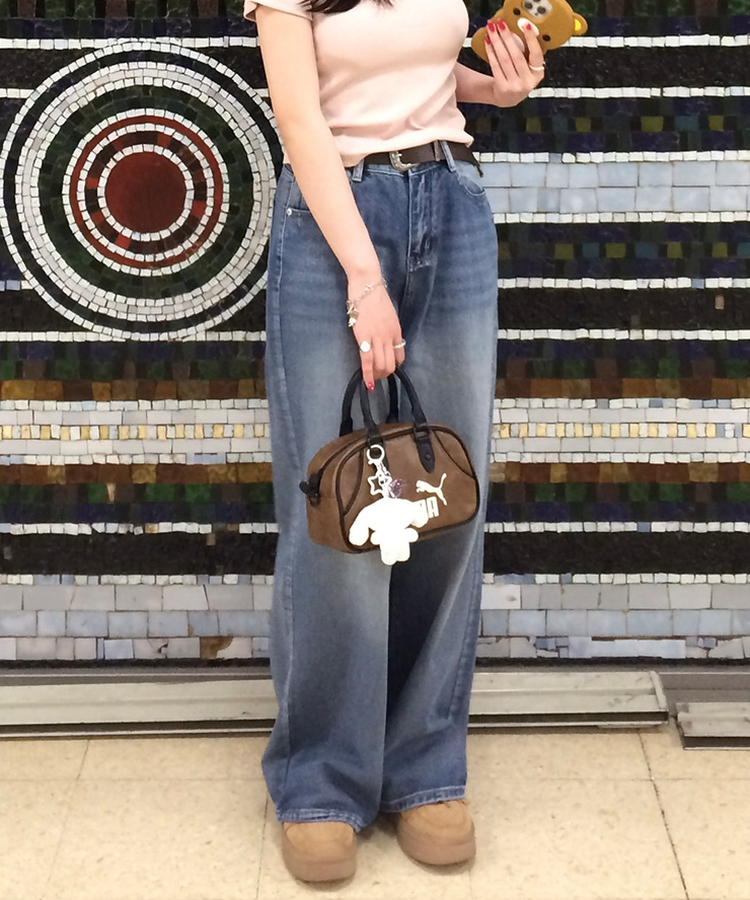 【기획특가/기장별】빈티지 워싱 와이드 데님 팬츠 연청