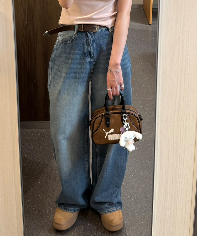 【기획특가/기장별】빈티지 워싱 와이드 데님 팬츠 연청