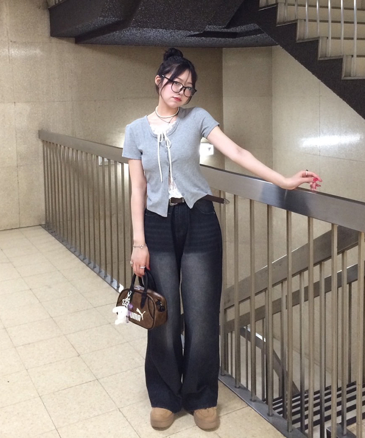 【기획특가/기장별】빈티지 워싱 와이드 데님 팬츠 흑청