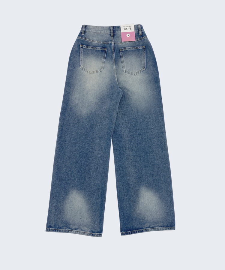 【기획특가/기장별】빈티지 워싱 와이드 데님 팬츠