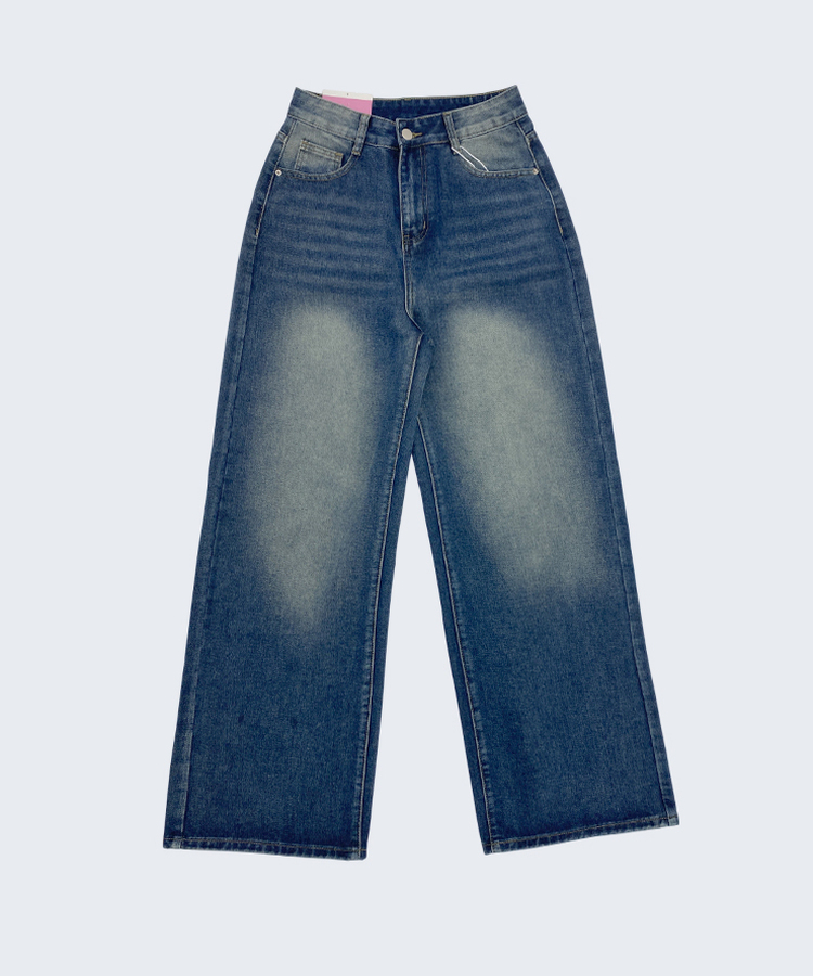 【기획특가/기장별】빈티지 워싱 와이드 데님 팬츠