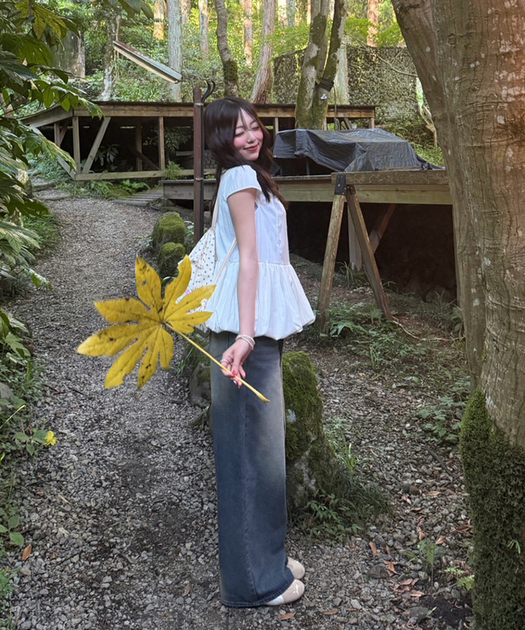 デニム 【企画特価/丈別】 ヴィンテージウォッシュワイドデニムパンツ YELLOW BLUE