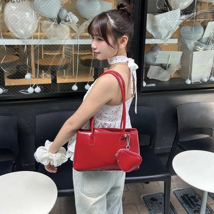 レッドワインスクエアショルダーバック｜バッグ｜韓国