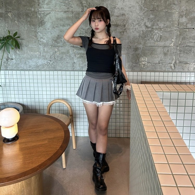 リボンレースプリーツスカート｜ミニスカート｜韓国ファッション通販 SONA