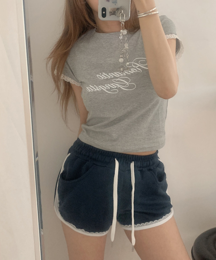 レースミニ半袖Tシャツ MELANGE
