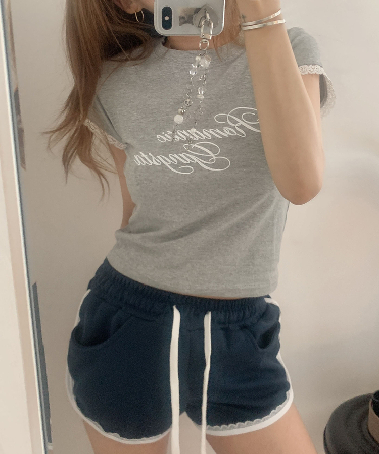 レースミニ半袖Tシャツ MELANGE