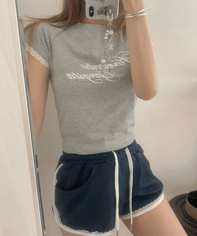 レースミニ半袖Tシャツ MELANGE