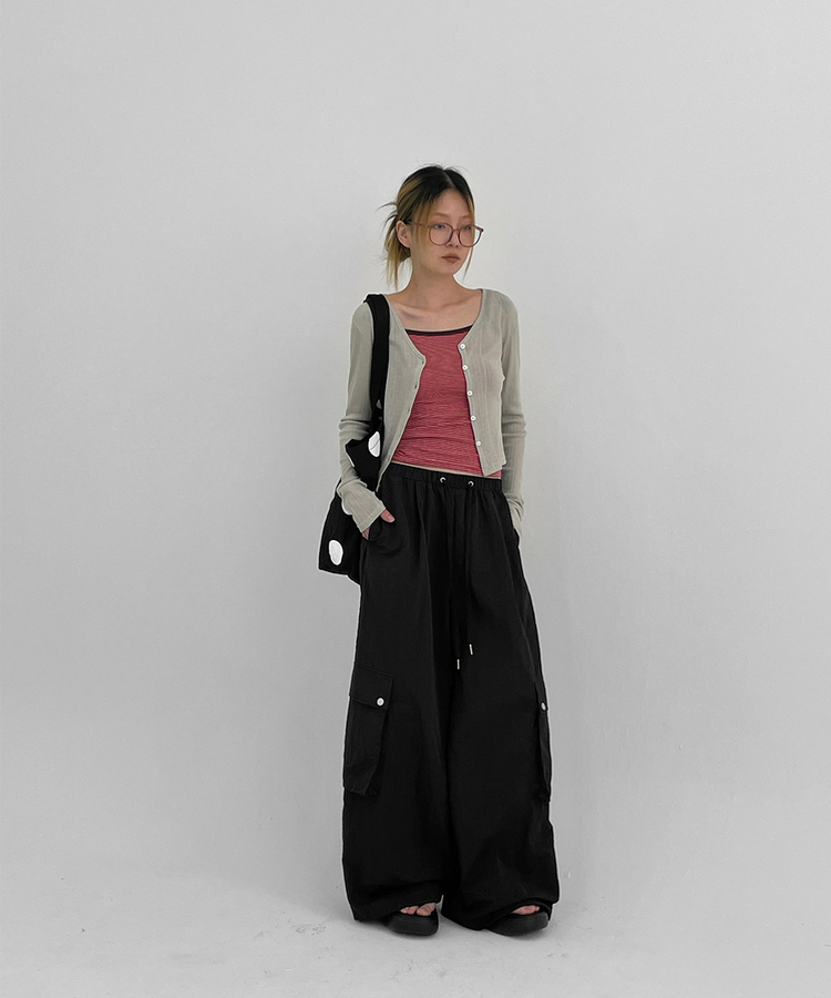 カーディガン Vネッククロップサマーカーディガン LIGHT GRAY