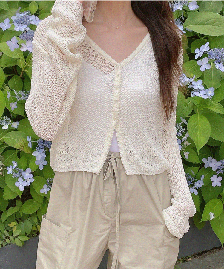 カーディガン サマークロップカーディガン(6color) IVORY
