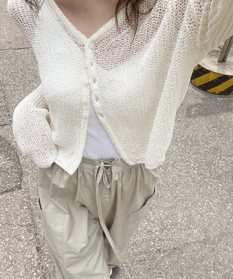 カーディガン サマークロップカーディガン(6color) IVORY