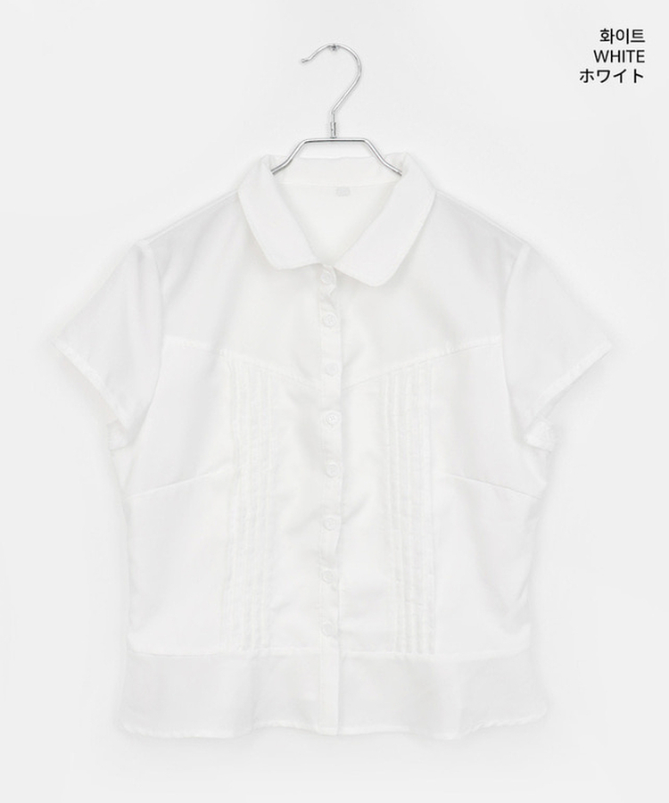 シャツ ピンタックフリル半袖シャツ