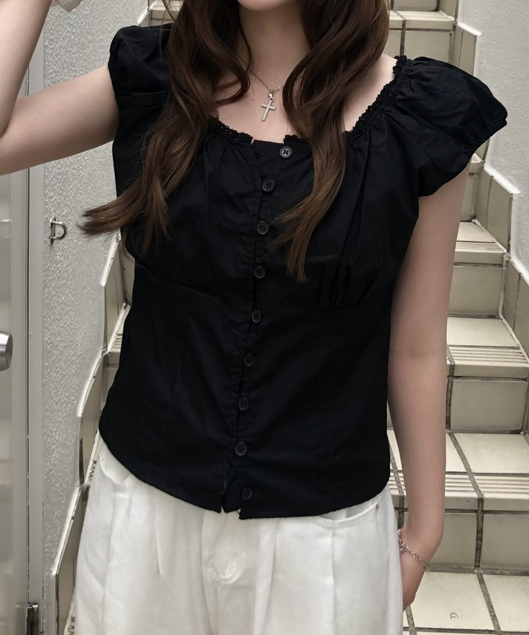 [뮤즈] 핀턱 프릴 나시 블랙