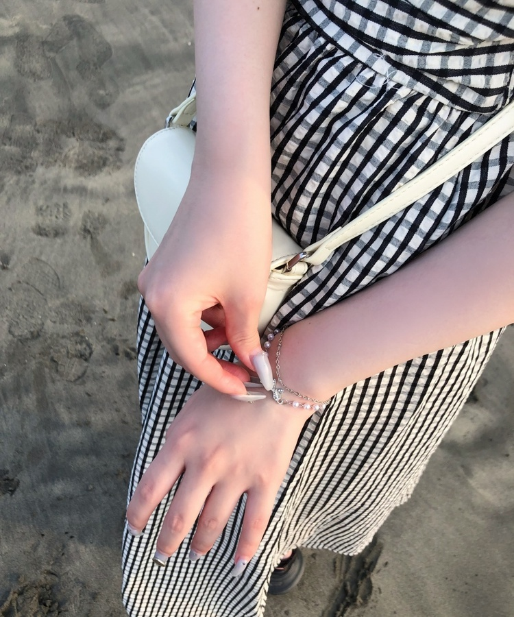 펄 리본 체인 팔찌 원컬러